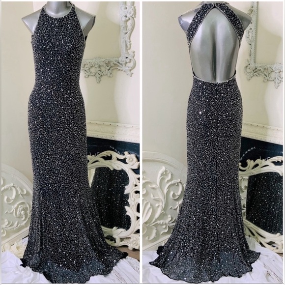 NWOT: Stunning Scala Fuchsia Sequined Long Backless Gown! Size Medium. 💖 - Picture 16 of 16